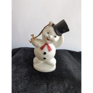Vintage Rosbro Hard Plastic Snowman With Blk Top Hat 3” Tall Candy Container